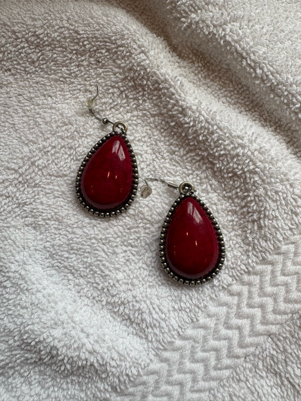 Red Teardrop Drop Earrings - Women's Jewelry